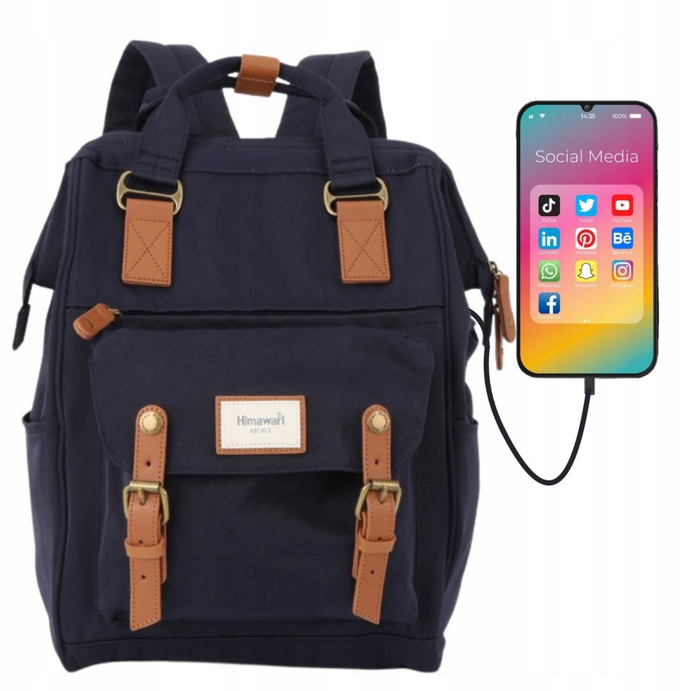 Himawari Stylový Dámsky Batoh na Notebook s USB Portom